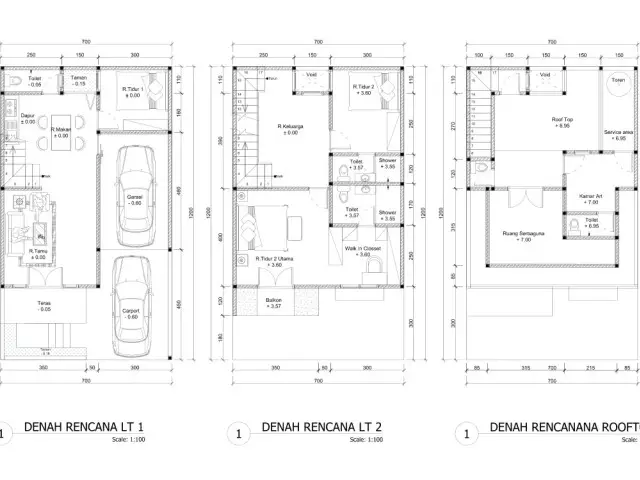 Rumah 3 Lantai Plus Rooftop