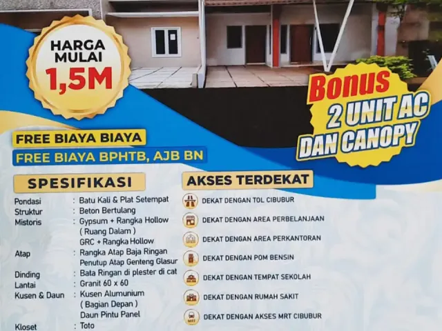 Rumah Cluster Akses 2 Mobil